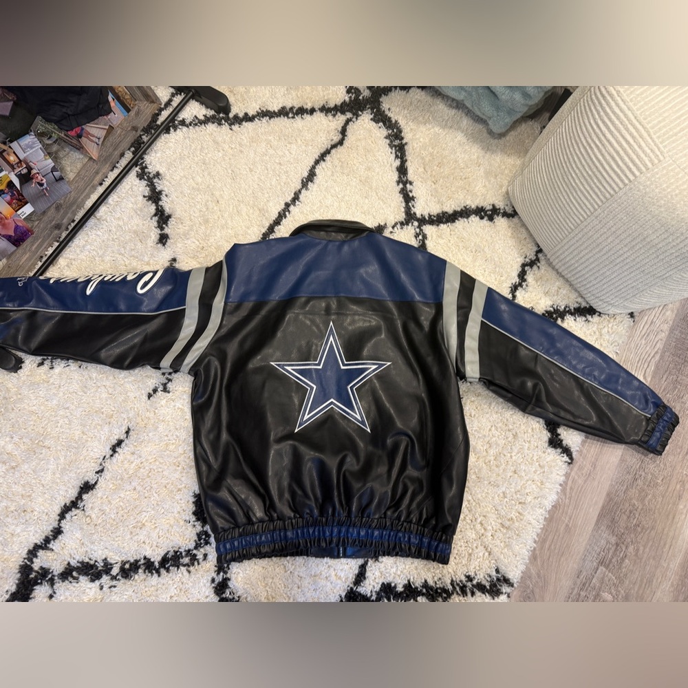 Vintage Dallas Cowboys Jacket Men’s NFL Football Varsity Blue Black-Large - Picture 13 of 16